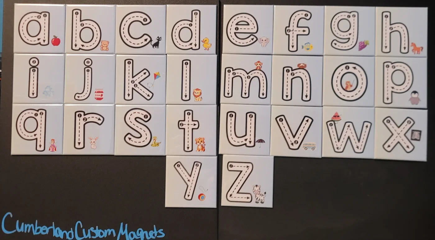 Color Set of Traceable 2.5" Lowercase ABCs - English Alphabet